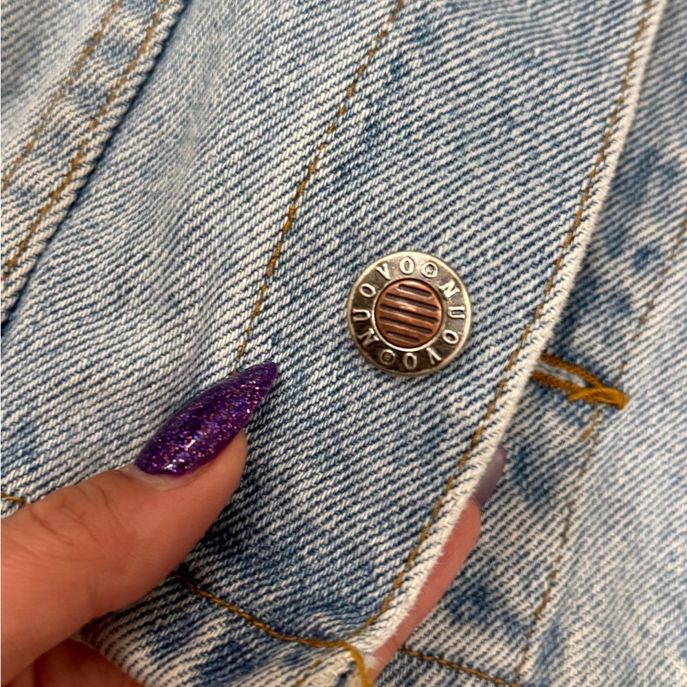 Vintage 90's Top, Y2K County Seat Denim Trucker Vest Floral Embroidered - Picture 4 of 7